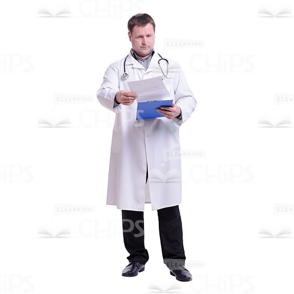 Cutout Picture of Focused Middle-aged Doctor Turning Piece of Paper-0