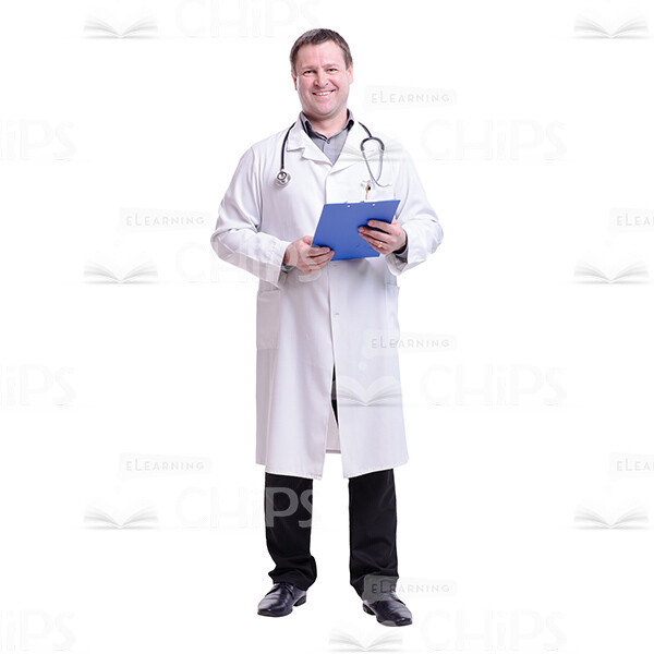 Cutout Photo of Smiling Middle-aged Doctor with a Folder-0