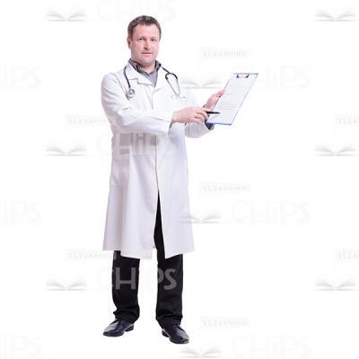 Cutout Photo of Middle-aged Doctor Showing Something at His Folder-0
