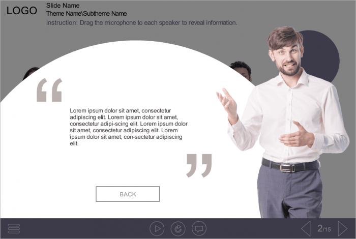 Cutout Man Character Talking With Pop-up — eLearning Storyline Templates