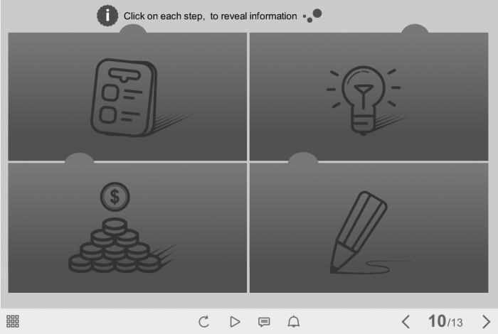Grey Clickable Steps with Icons — Storyline Template-0
