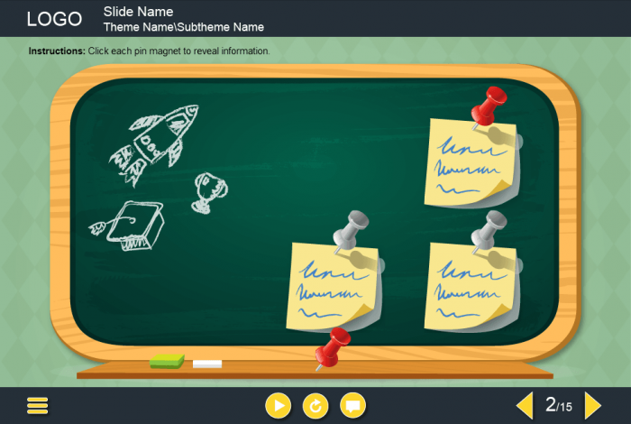 Pinned Stickers — e Learning Templates for Lectora Publisher