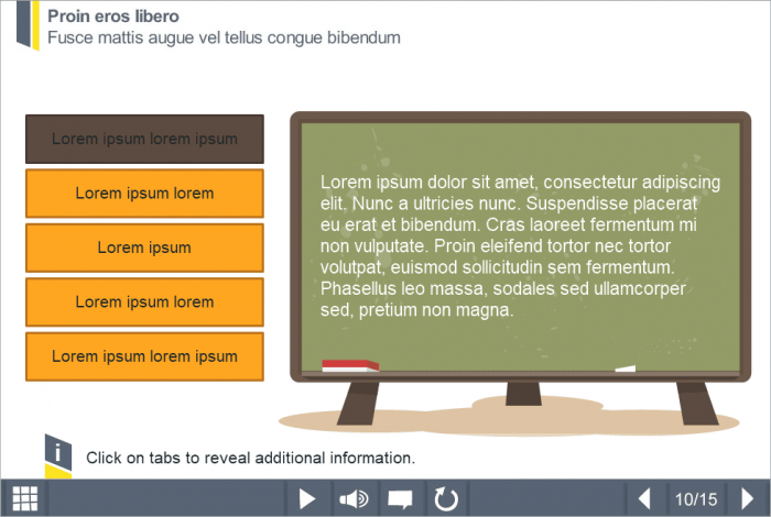 Block of Clickable Tabs — Download Lectora Publisher Templates for eLearning Courses