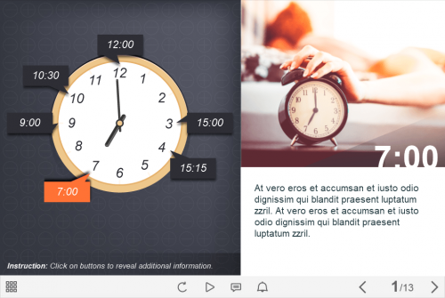 Buttons Placed Around Clock Face — e-Learning Templates for Lectora Publisher