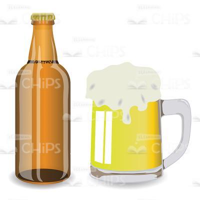 Glass Bottle with Beer Mug Vector Image-0