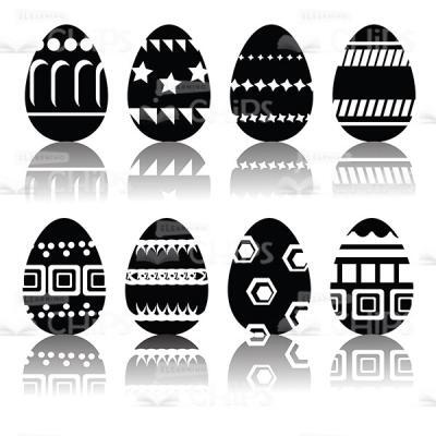 Easter Eggs Black Silhouettes Vector Image-0