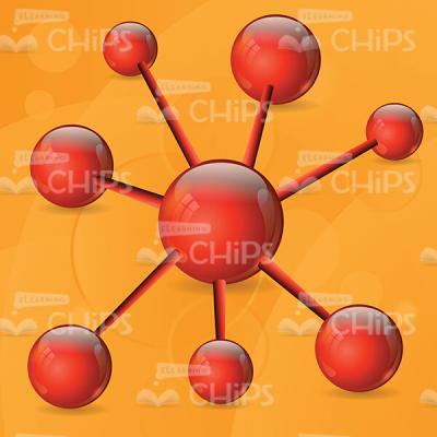Red Molecular Structure over Orange Background Vector Image-0