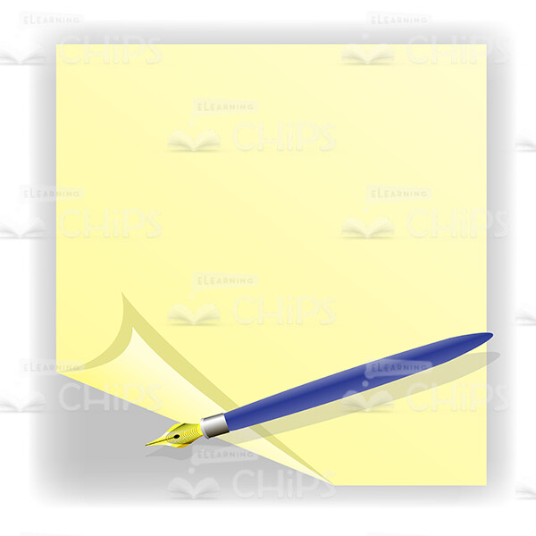 Yellow Sticker with Fountain Pen Vector Image-0