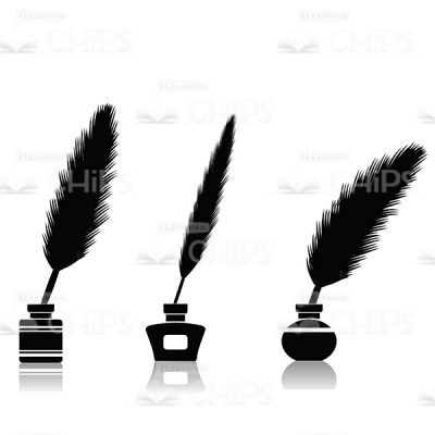 Feathers in Ink Tanks Vector Image-0