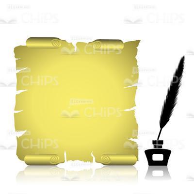 Old Parchment with Feather in Ink Tank Vector Image-0