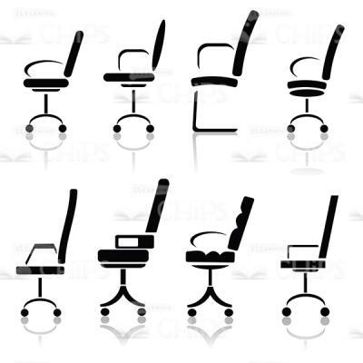 Office Chairs Silhouettes Vector Image-0