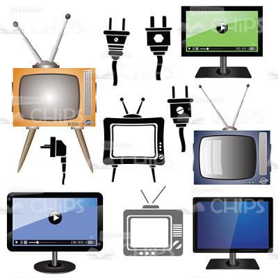 Retro TVs with Modern Displays Vector Image-0