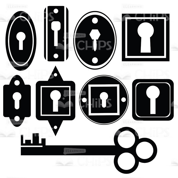 Old Key with Various Keyholes Vector Image-0
