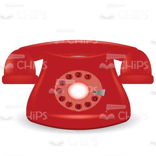 Red Colored Dial Telephone Vector Image-0