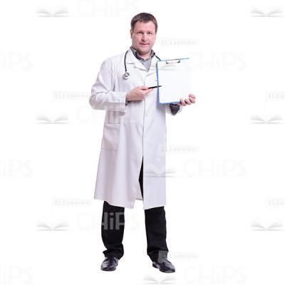 Cutout Image of Pleased Doctor Showing Something with His Pen -0