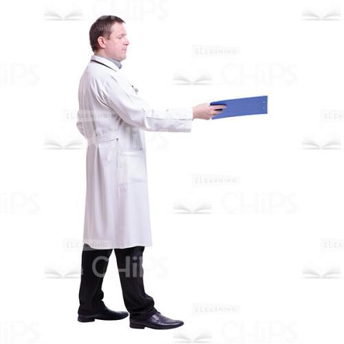 Cutout Image of Serious Doctor Giving a Folder to Someone-0