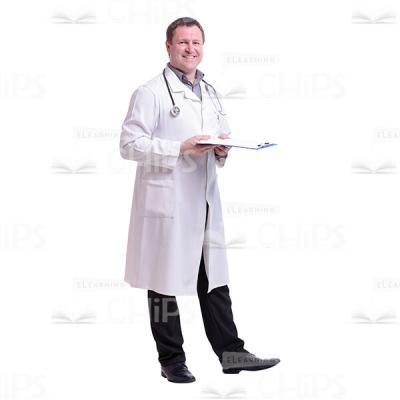 Cutout Image of Laughing Doctor Holding a Folder-0