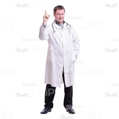 Cutout Image of Smiling Doctor Pointing up-0