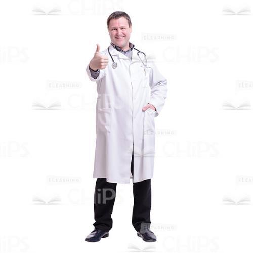 Cutout Image of Pleased Doctor Showing Thumb Up-0