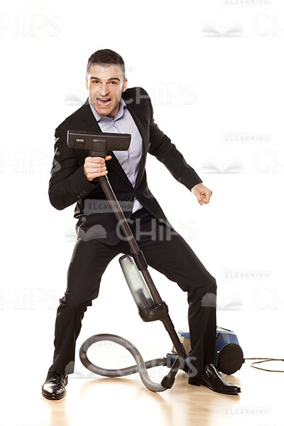 Young Business Man Using Vacuum Cleaner Stock Photo Pack-32026