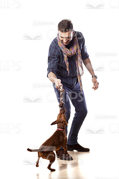 Handsome Young Man Playing With Dog Stock Photo Pack-32084