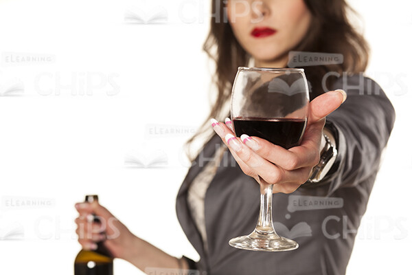 Pretty Young Housewife Drinking Wine Stock Photo Pack-32152