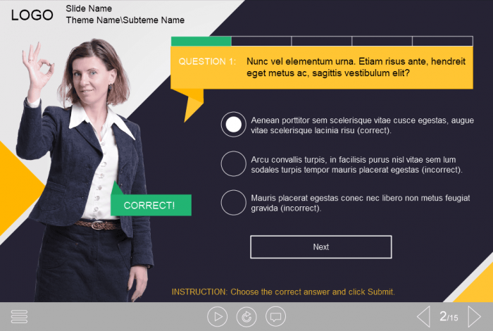 Single Choice Quiz — e-Learning Templates for Trivantis Lectora