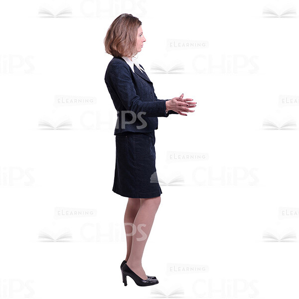Female Business Coach Gesticulating With Both Hands Side View Cutout Photo-0