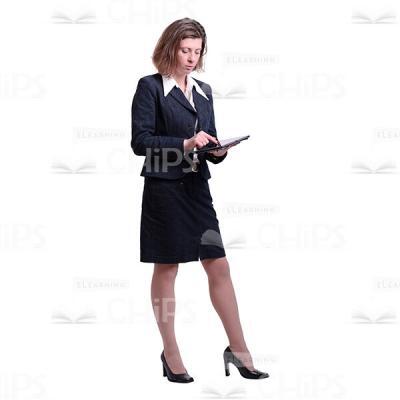 Cutout Photo Of Half-Turned Business Woman Using Tablet-0