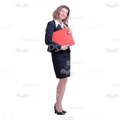 Attractive Mid-Aged Woman Holds Red Folder Cutout-0