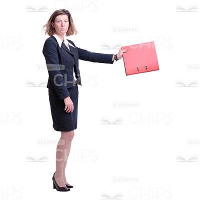 Half-Turned Woman Taking Red Folder Cutout Image-0