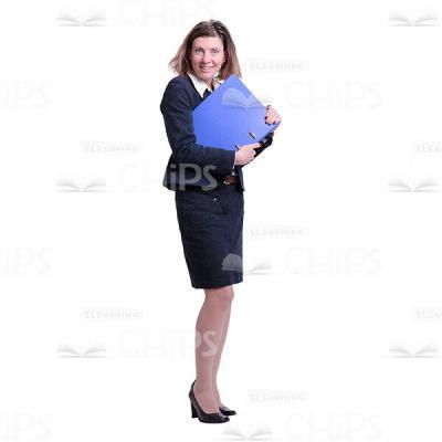 Excited Mid-Aged Businesswoman Holding Folder Cutout-0