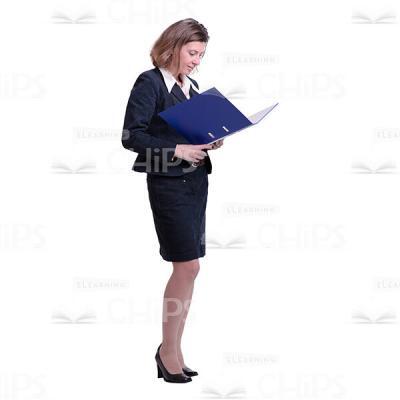 Smiling Woman Holding Blue Folder Cutout Image-0