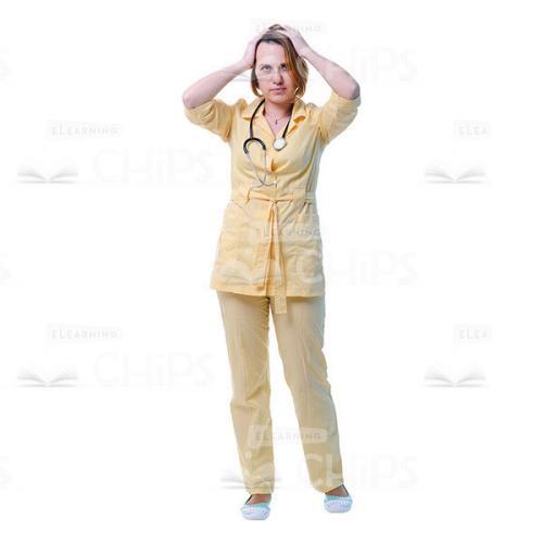 Worried Female Doctor Holding Hands On Head Cutout Picture-0