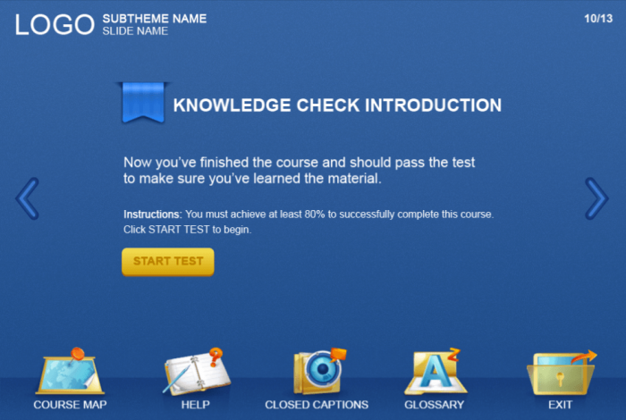 Pre-Test Slide — Captivate Course Player