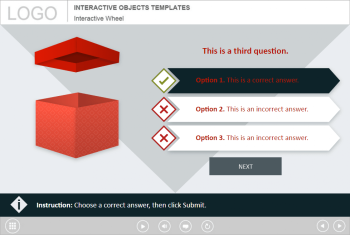 Red Box Quiz — Lectora Template for eLearning