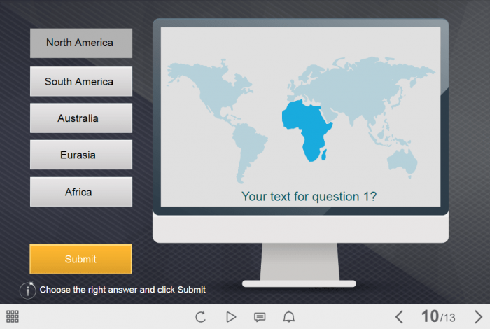 Quiz with Single Choice Option — Lectora Templates for eLearning