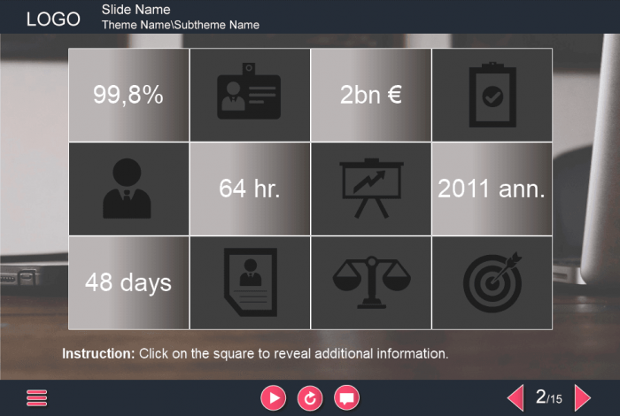 Viewed Items on Grid — Download eLearning Lectora Template