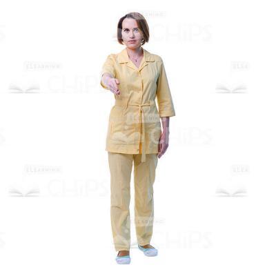 Female Practitioner Making Greeting Gesture Cutout Photo-0