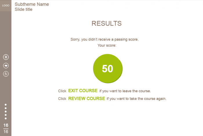 Course Results — Captivate Template for eLearning