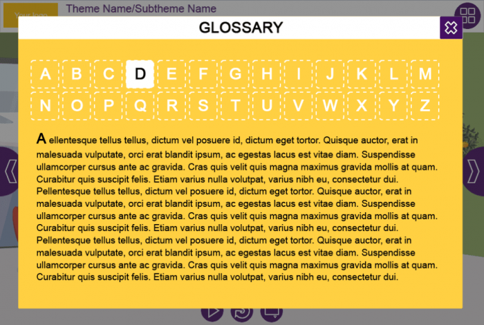 Glossary Menu — Captivate Template