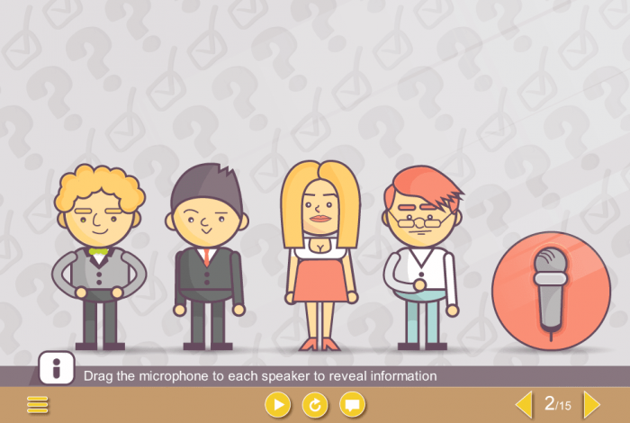 Vector Speakers Over Grey Background — Download Storyline Template for eLearning