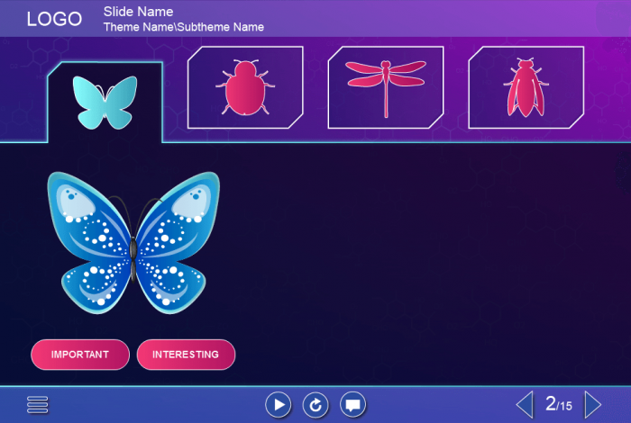 Tabs With Insects — Lectora Template-44071