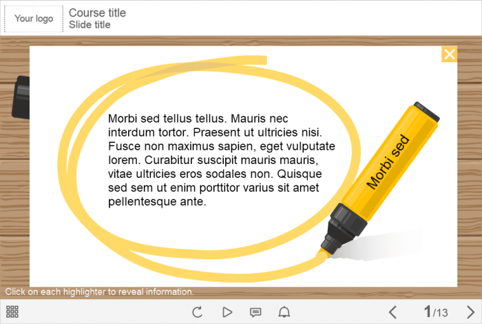 Popup with Course Information — Download Lectora Templates