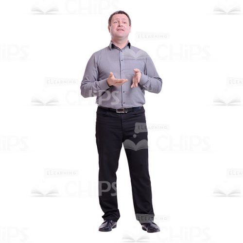 Cutout Image of Middle-aged Man Telling Something with Enthusiasm-0