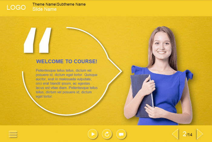 Cutout Lady With Callout — Lectora eLearning Template