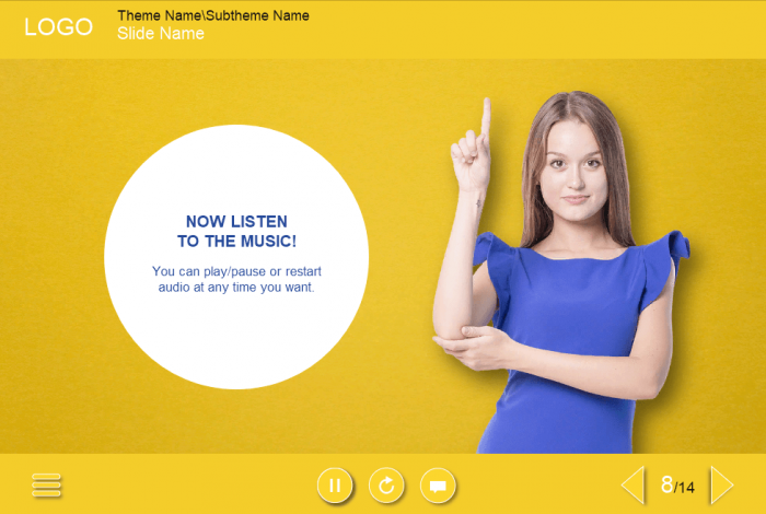 Audio Slide With Cutout Woman Character — Lectora Course Player