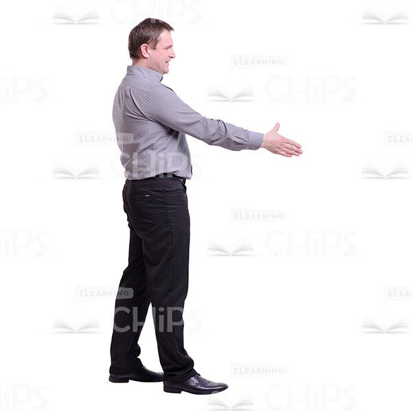 Cutout Picture of Middle-aged Man Shaking His Hands with Somebody-0