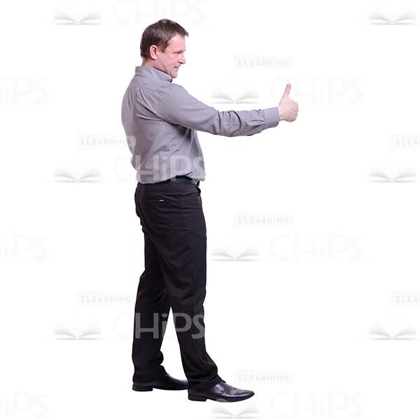Cutout Image of Pleased Middle-aged Man Showing Thumb Up-0