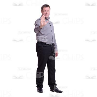 Serious Middle-aged Man Making Stop Gesture Cutout Photo-0